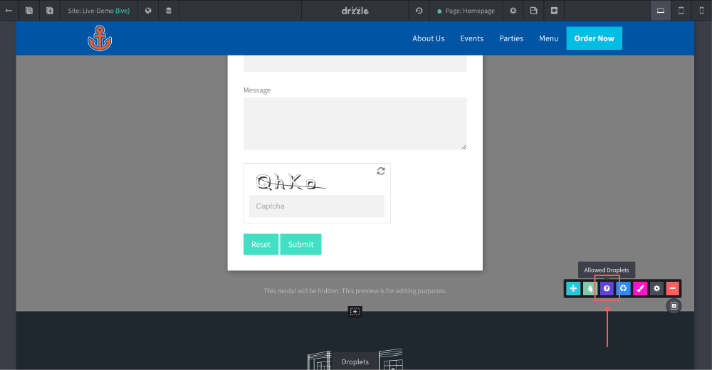 droplet modal step 3