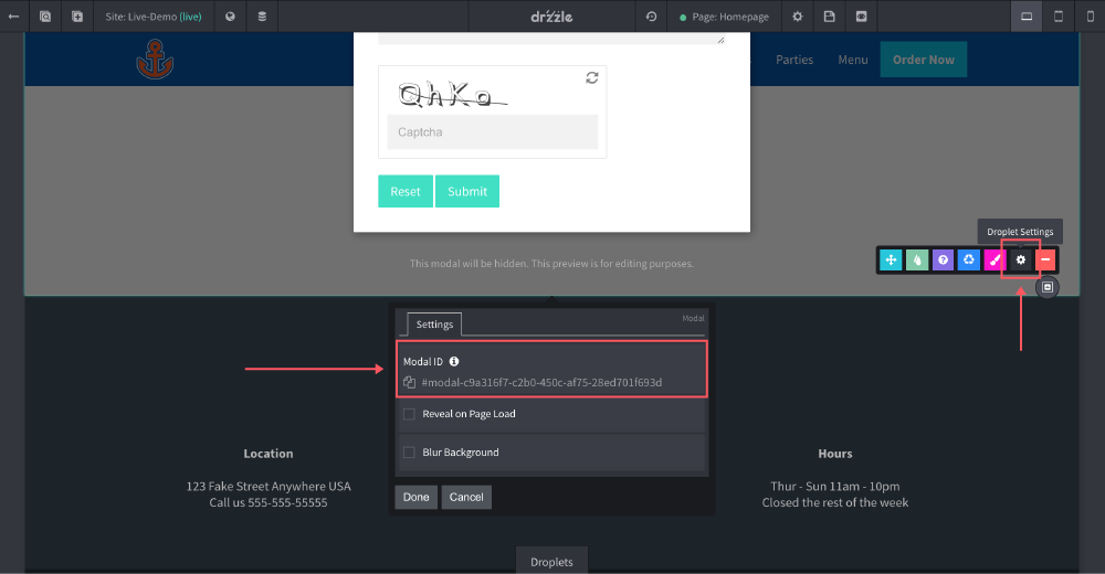 droplet modal step 4